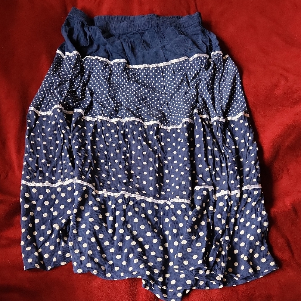 Cathy Daniels Navy and White Polka Dot Midi Skirt